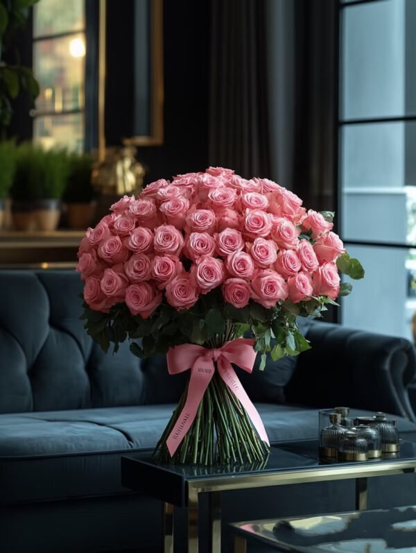 99 stems pink roses bouquet