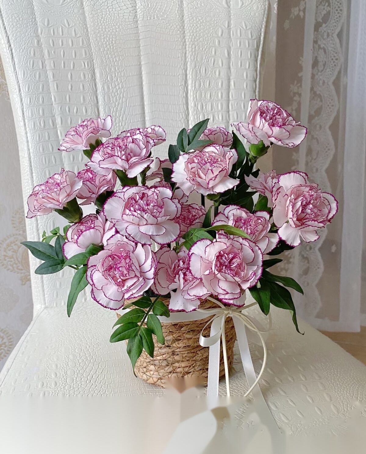 Purple Carnation Flower Basket